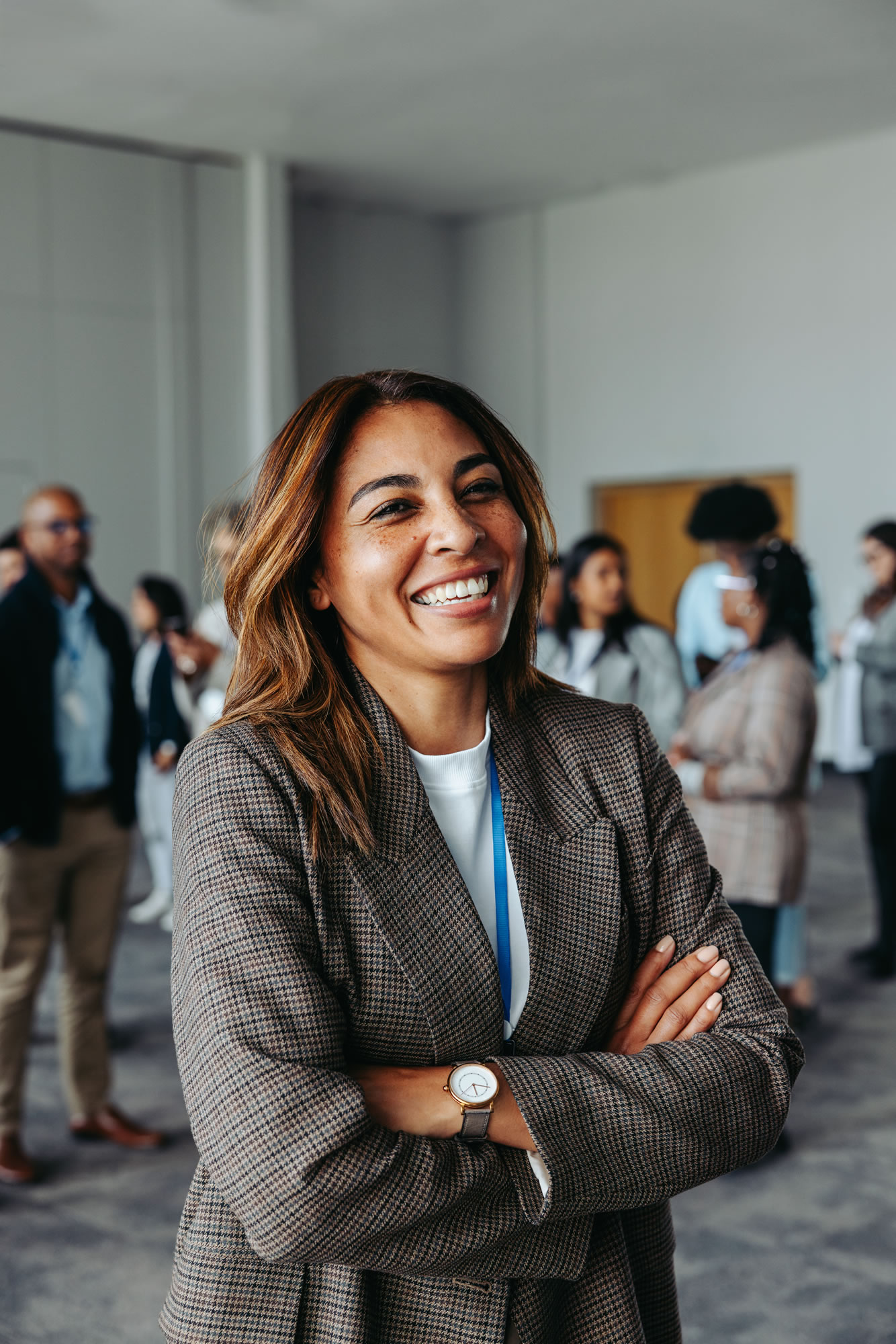 Confident woman leader at a professional networking event